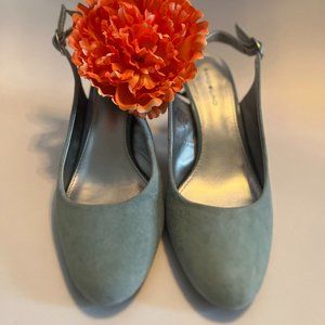 Baby Blue Suede Slingbacks